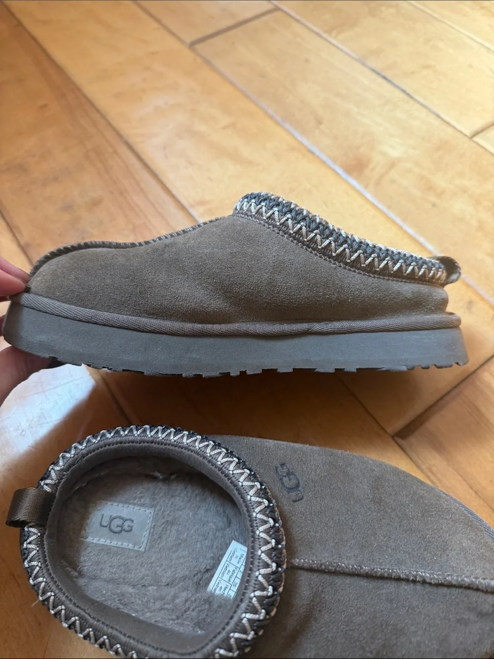 UGG Charcoal Suede Slip-On Clog with Braided Trim